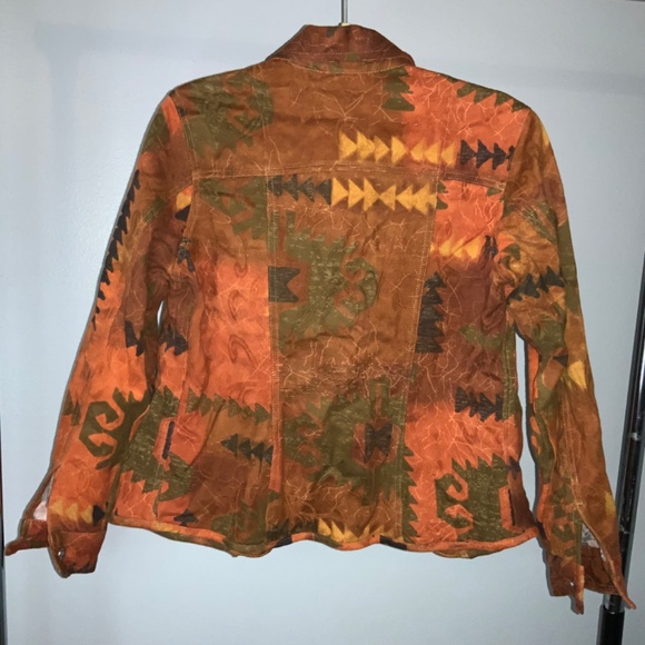 Chico’s southwestern style print cotton jacket Sz 0 (4/S) Aztec rodeo - Picture 4 of 9